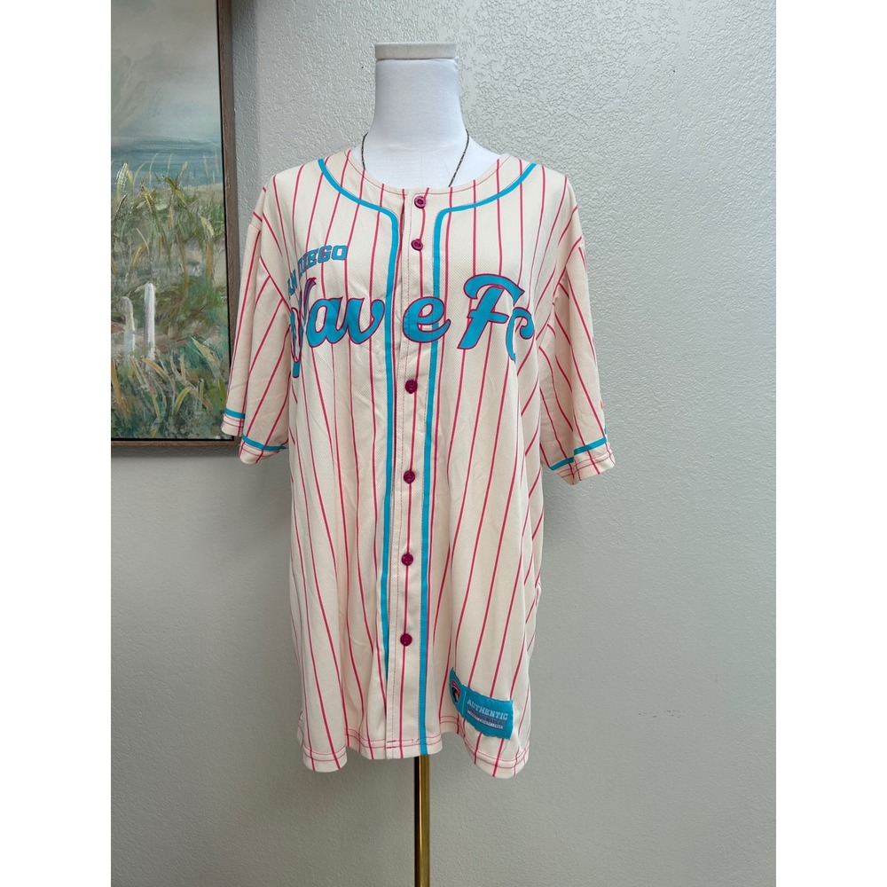 San Diego Wave FC 2024 Authentic Baseball Jersey Cream Pink Pinstripe Adult L